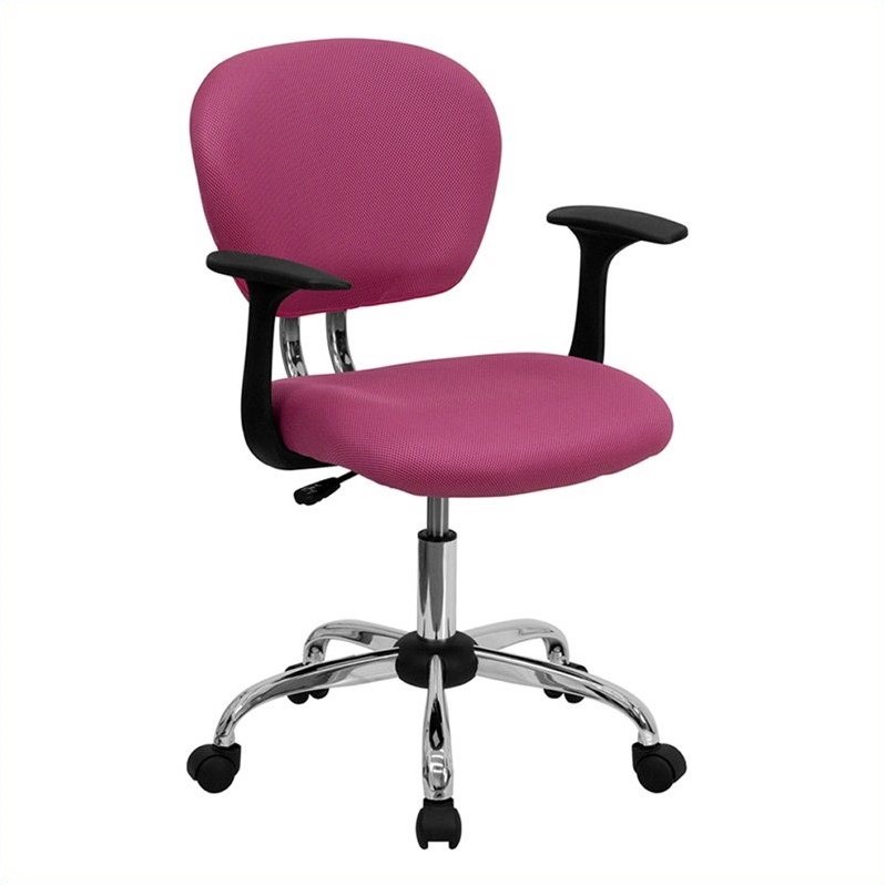 Flash Furniture Mid-Back Mesh Office Swivel Chair with Arms in Pink