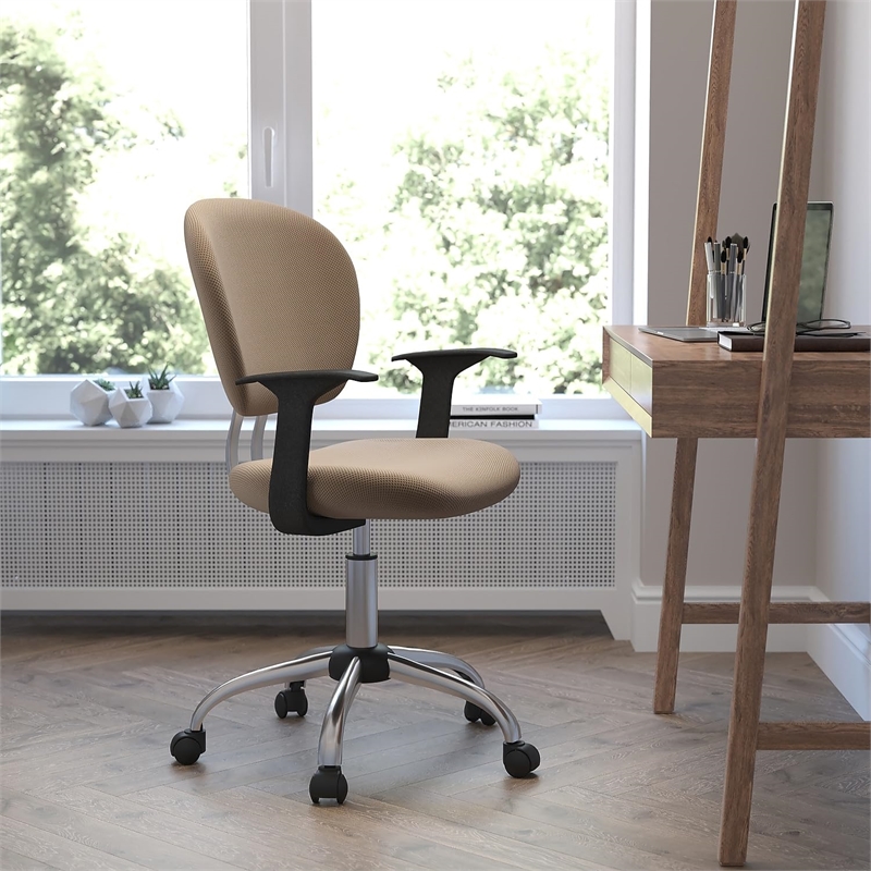 Flash Furniture Mid-Back Mesh Office Swivel Chair with Arms in Orange