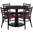 Flash Furniture 36Rd Laminate Table Set In Black Top Burgundy Vinyl Seat