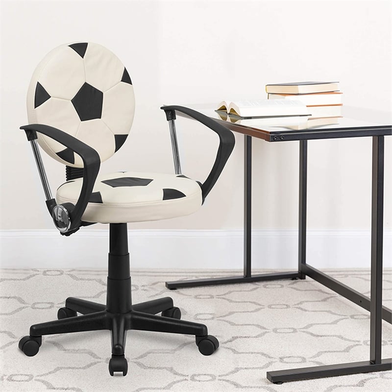 Flash Furniture Soccer Office Swivel Chair with Arms in Black and White