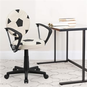 Flash Furniture Soccer Office Swivel Chair with Arms in Black and White