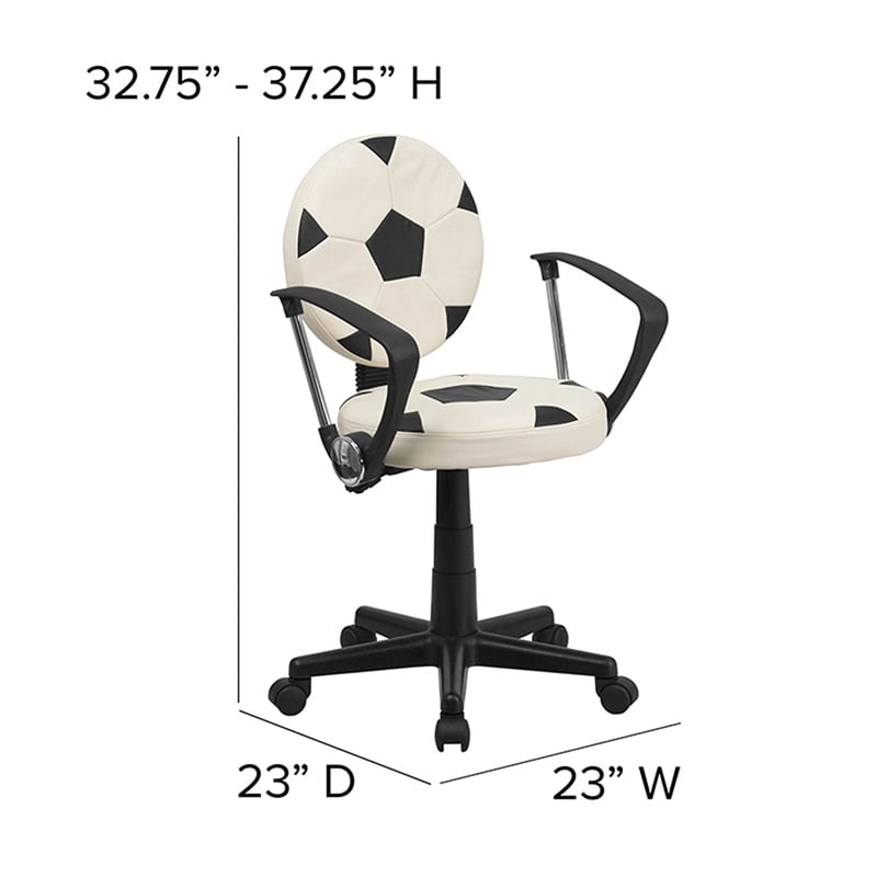 Flash Furniture Soccer Office Swivel Chair with Arms in Black and White