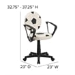 Flash Furniture Soccer Office Swivel Chair with Arms in Black and White