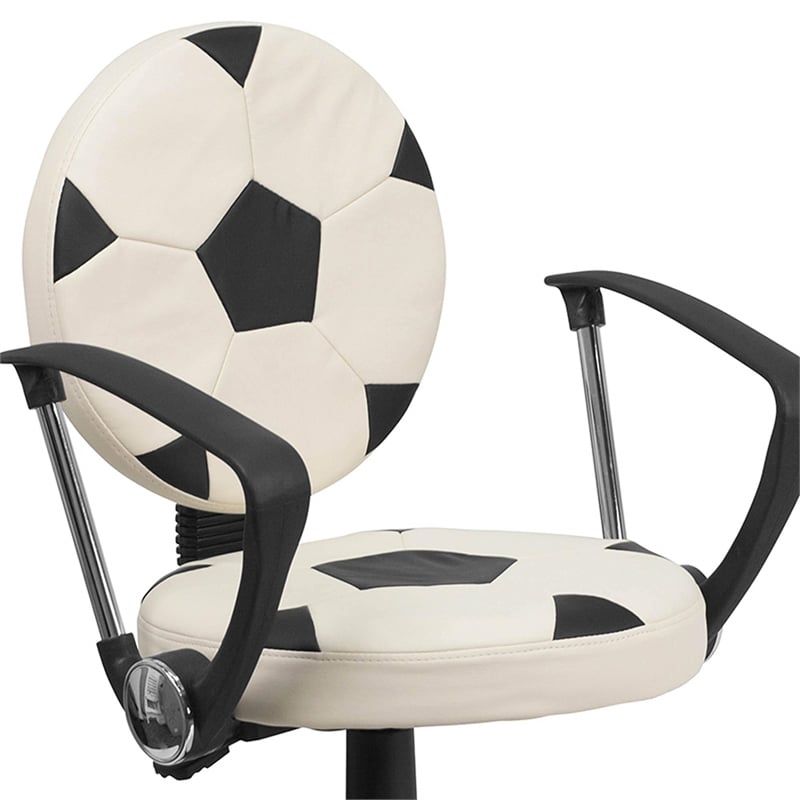 Flash Furniture Soccer Office Swivel Chair with Arms in Black and White