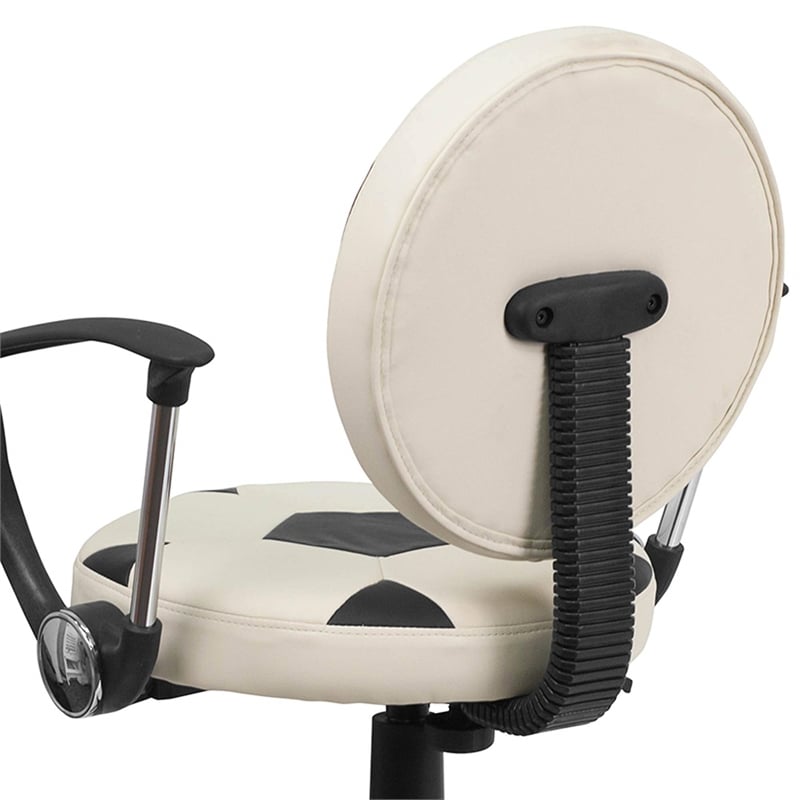 Flash Furniture Soccer Office Swivel Chair with Arms in Black and White