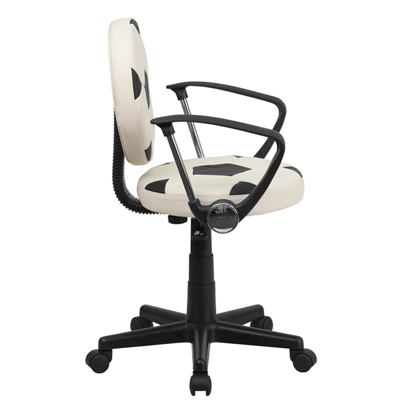 Flash Furniture Soccer Office Swivel Chair with Arms in Black and White
