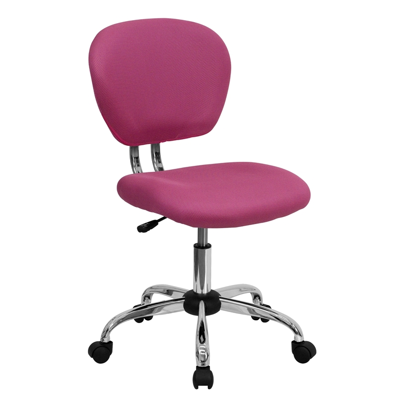 Flash Furniture Mid-Back Mesh Office Swivel Chair in Pink