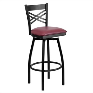 Flash Furniture Hercules 32&quot Swivel Metal Bar Stool Burgundy and Black