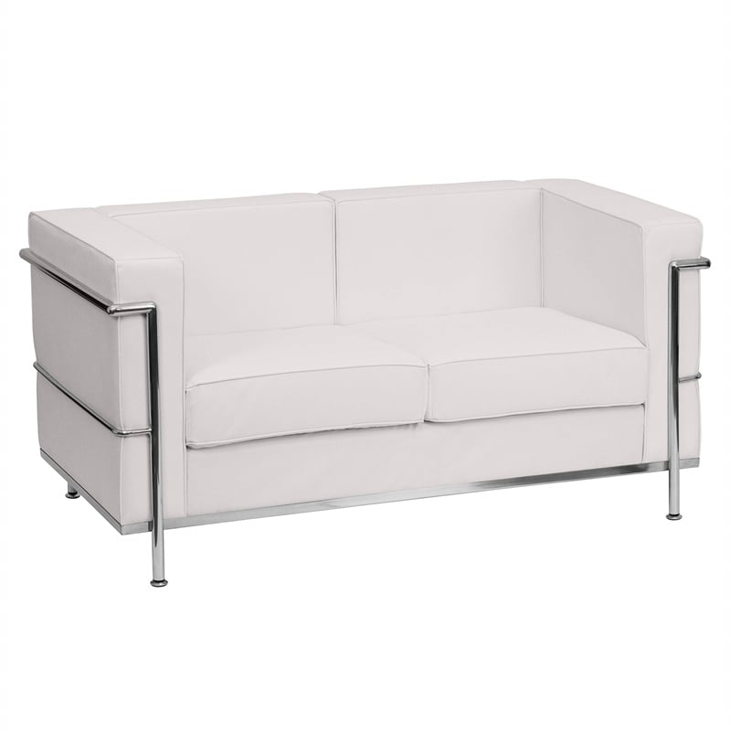 Flash Furniture Hercules Regal Leather Love Seat in White