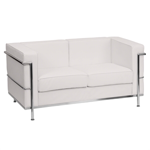 Flash Furniture Hercules Regal Leather Love Seat in White