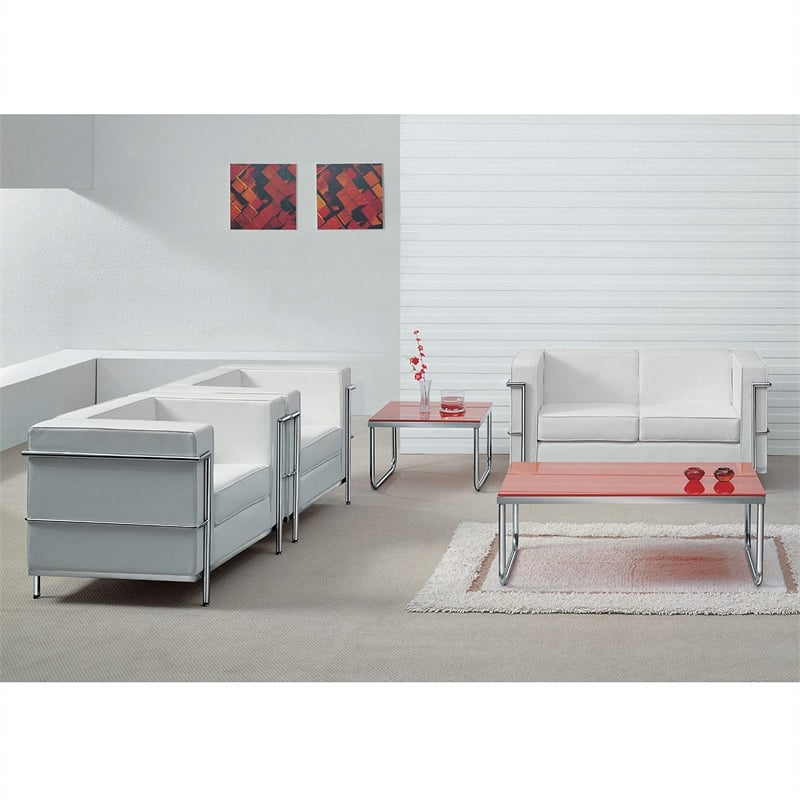 Flash Furniture Hercules Regal Leather Love Seat in White
