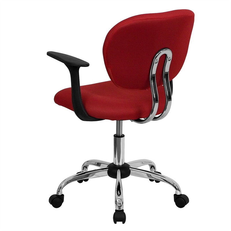 Flash Furniture Mid-Back Mesh Office Swivel Chair with Arms in Red