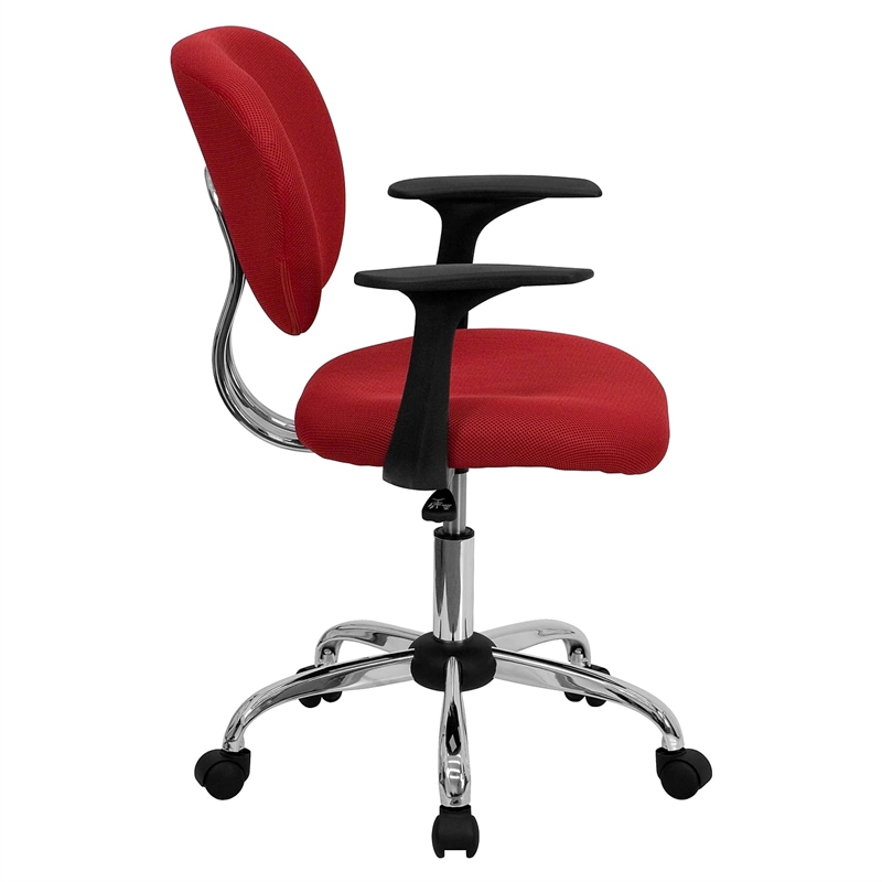 Flash Furniture Mid-Back Mesh Office Swivel Chair with Arms in Red