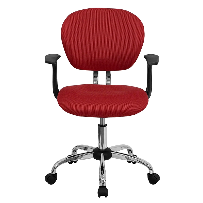 Flash Furniture Mid-Back Mesh Office Swivel Chair with Arms in Red