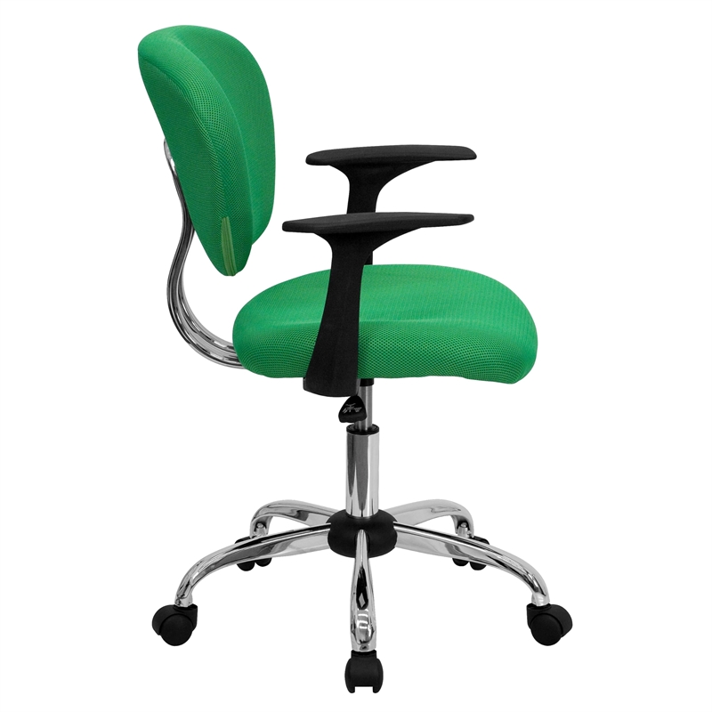 Flash Furniture Mid-Back Mesh Office Swivel Chair with Arms in Bright Green