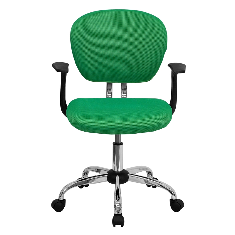 Flash Furniture Mid-Back Mesh Office Swivel Chair with Arms in Bright Green