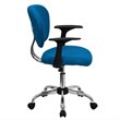 Flash Furniture Mid-Back Mesh Office Swivel Chair with Arms in Turquoise