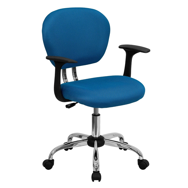 Flash Furniture Mid-Back Mesh Office Swivel Chair with Arms in Turquoise