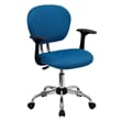 Flash Furniture Mid-Back Mesh Office Swivel Chair with Arms in Turquoise