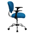 Flash Furniture Mid-Back Mesh Office Swivel Chair with Arms in Turquoise