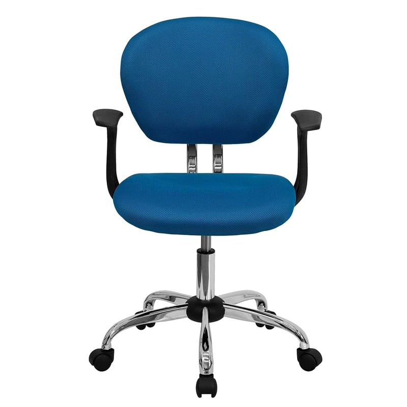 Flash Furniture Mid-Back Mesh Office Swivel Chair with Arms in Turquoise
