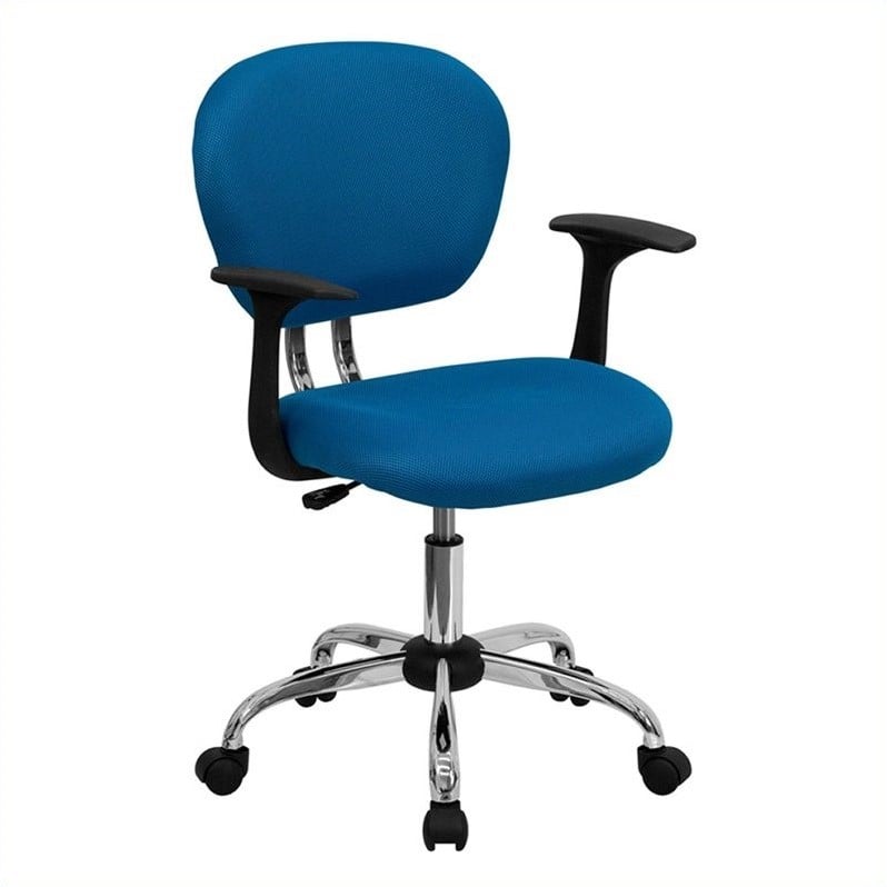 Flash Furniture Mid-Back Mesh Office Swivel Chair with Arms in Turquoise