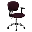Flash Furniture Mid-Back Mesh Office Swivel Chair with Arms in Burgundy