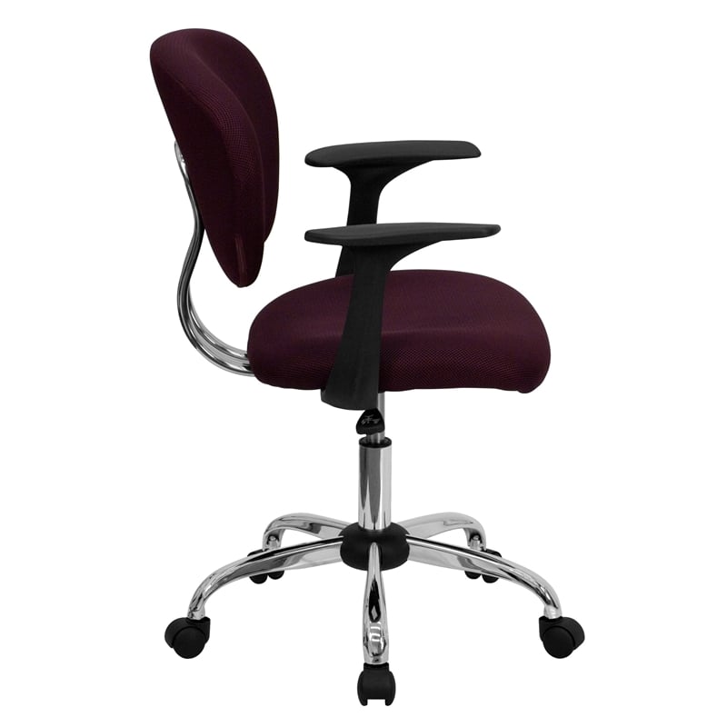 Flash Furniture Mid-Back Mesh Office Swivel Chair with Arms in Burgundy