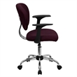 Flash Furniture Mid-Back Mesh Office Swivel Chair with Arms in Burgundy