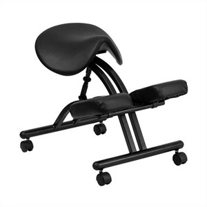 flash furniture ergonomic kneeling office chair with saddle seat in black