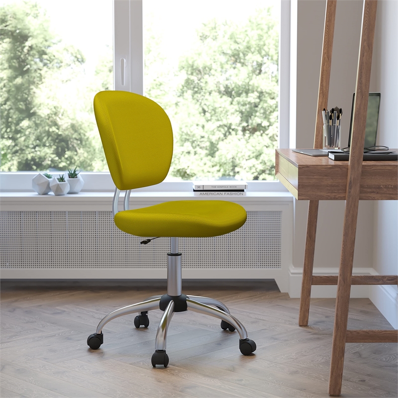 Flash Furniture Mid-Back Mesh Office Swivel Chair in Yellow
