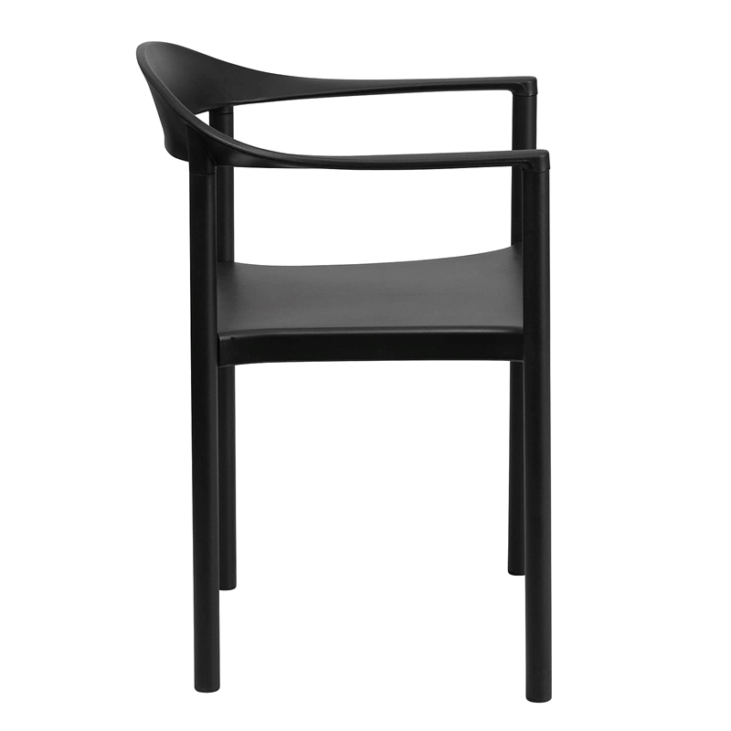 Flash Furniture Hercules Plastic Cafe Stacking Chair in Black