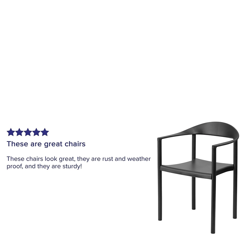 Flash Furniture Hercules Plastic Cafe Stacking Chair in Black
