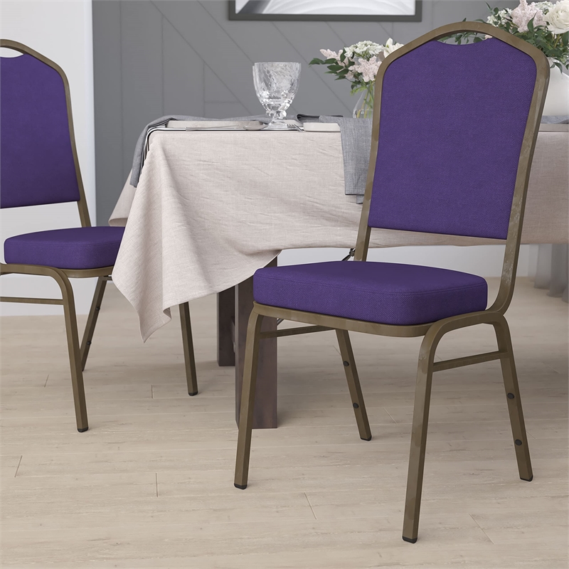 Flash Furniture Hercules Banquet Stacking Chair in Purple