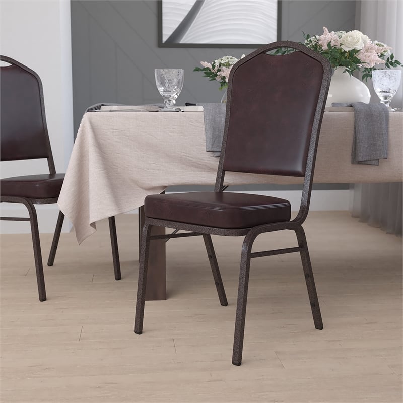 Flash Furniture Hercules Banquet Stacking Chair in Brown