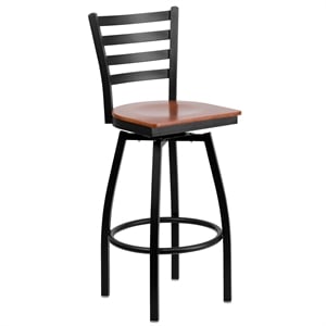 Flash Furniture Hercules 30&quot Swivel Metal Bar Stool in Black and Cherry