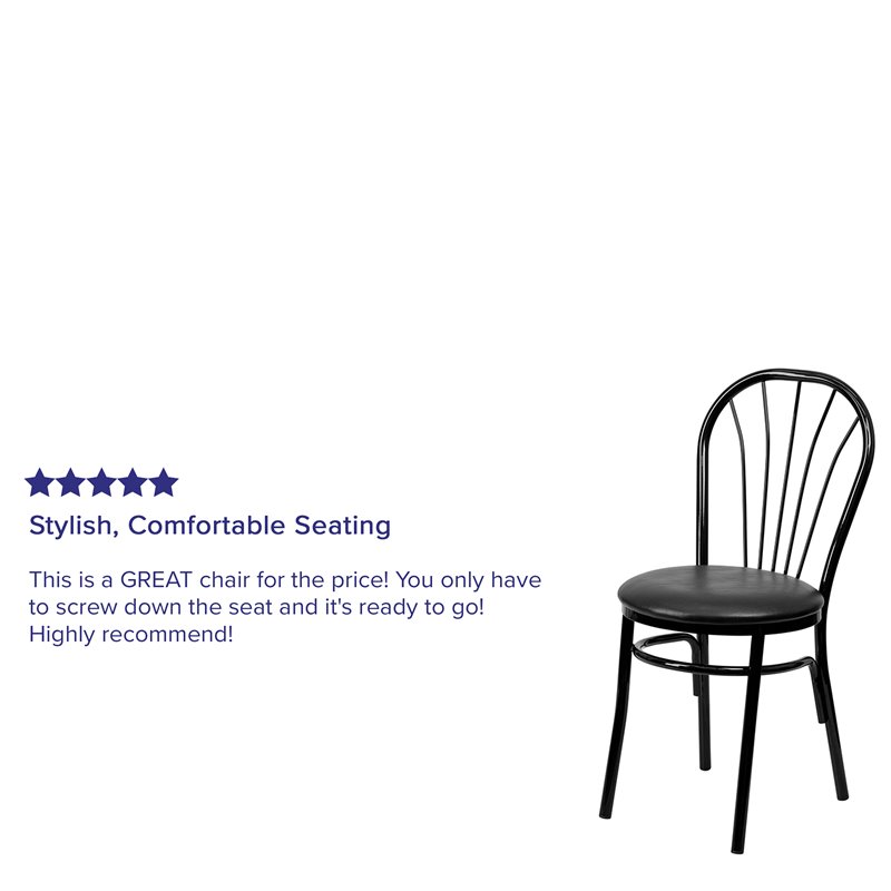 Flash Furniture Hercules Fan Back Metal Dining Chair in Black