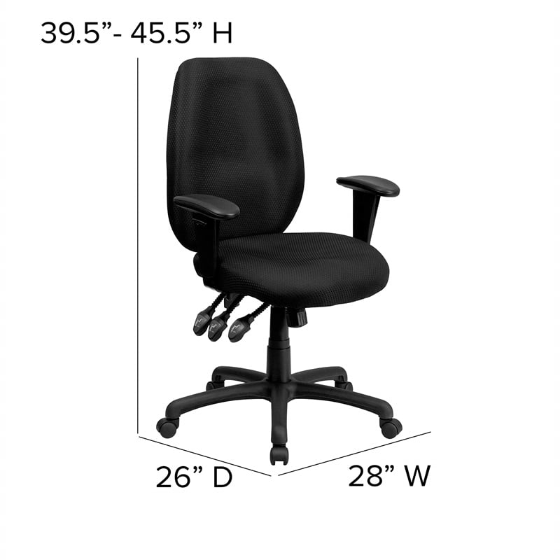 Flash Furniture Multi-Functional Ergonomic Office Swivel Chair in Black