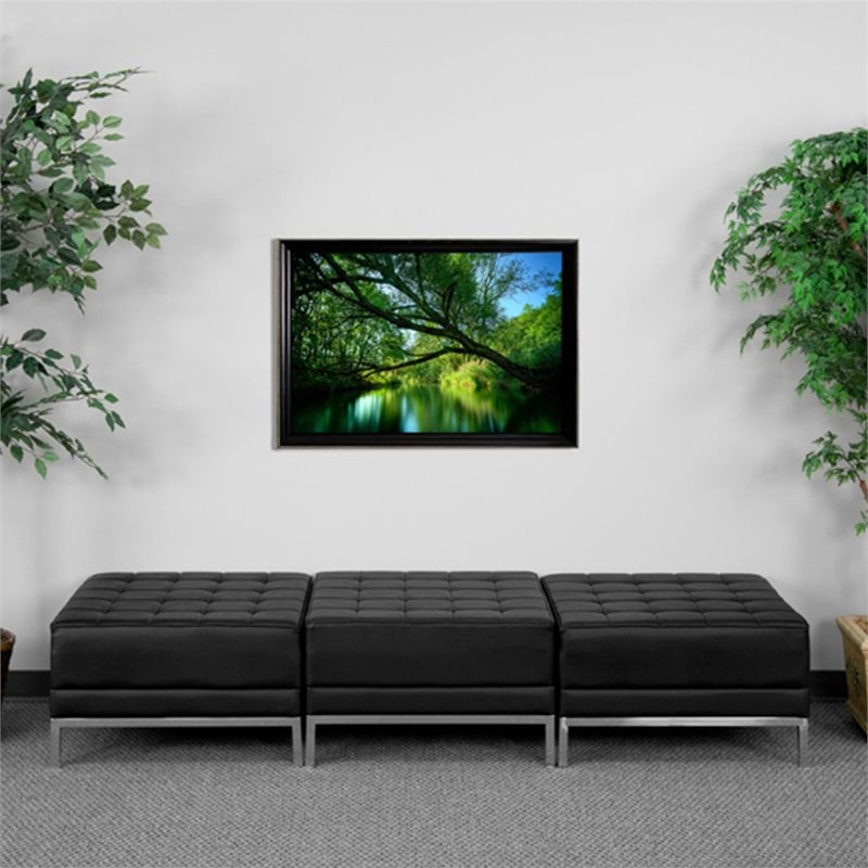 Flash Furniture Black LeatherSoft Backless Three Seat Bench