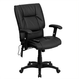 flash furniture massaging leather executive office chair in black