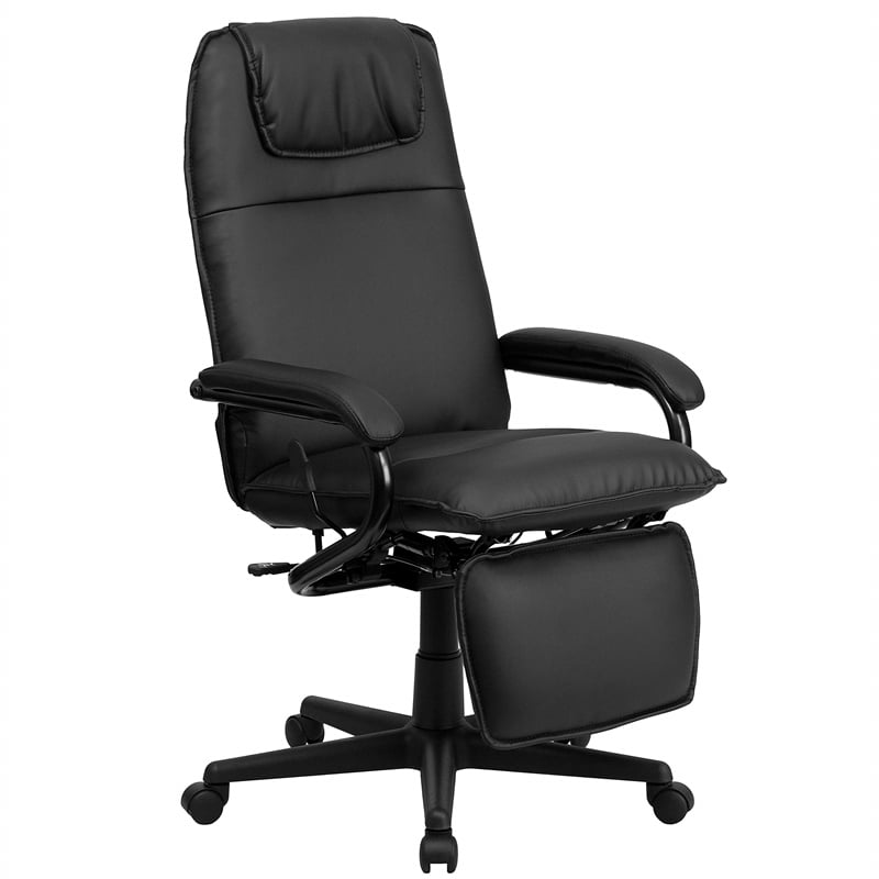 Flash Furniture High Back Leather Reclining Office Chair in Black