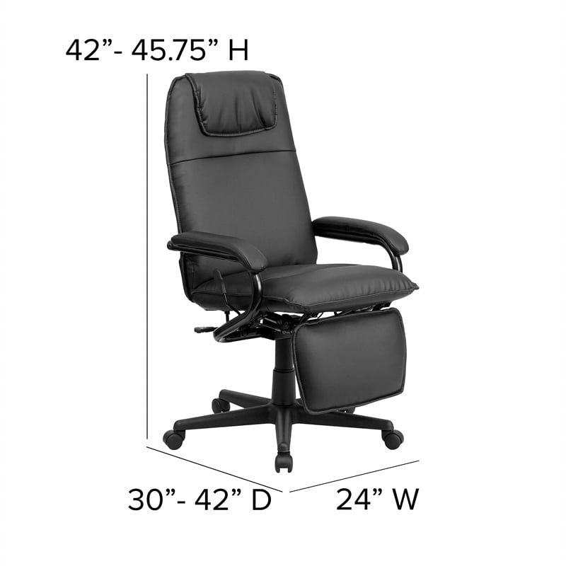 Flash Furniture High Back Leather Reclining Office Chair in Black