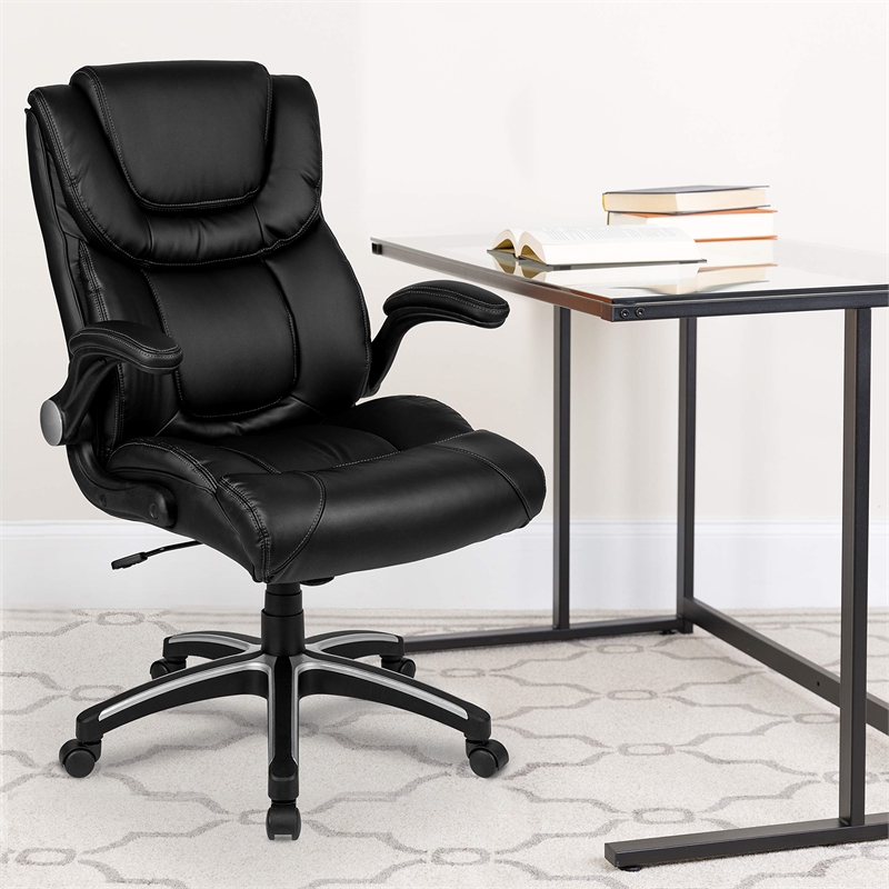 Flash Furniture High Back Leather Executive Office Chair in Black