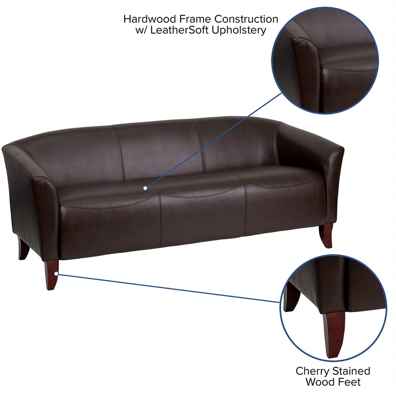 Flash Furniture Hercules Imperial Leather Sofa in Brown and Cherry