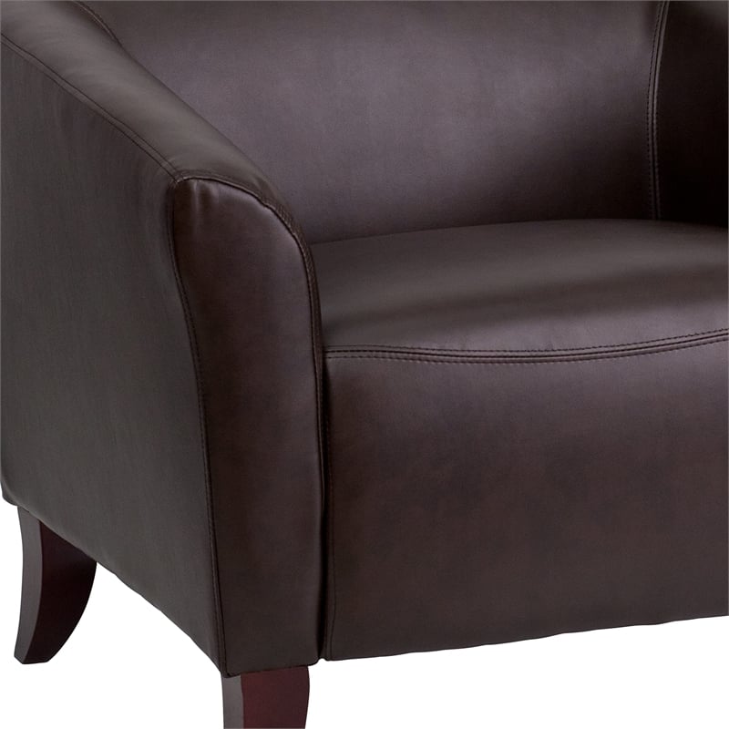 Flash Furniture Hercules Imperial Leather Sofa in Brown and Cherry