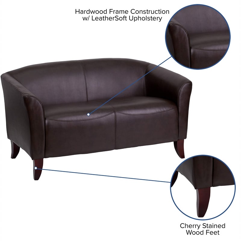 Flash Furniture Hercules Imperial Leather Loveseat in Brown