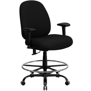 Flash Furniture Hercules Fabric Drafting Chair with Arms in Black