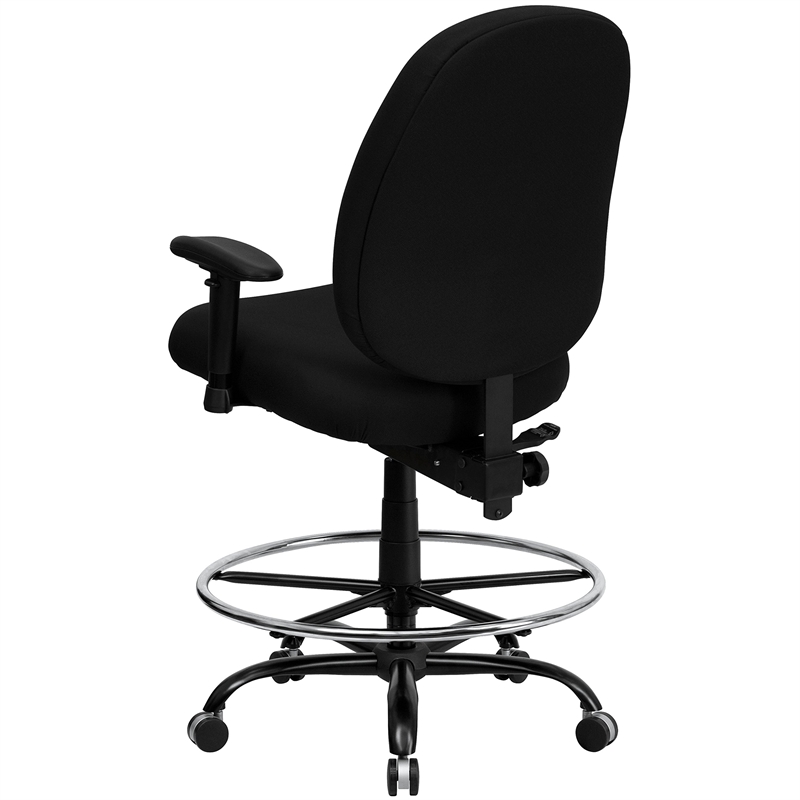 Flash Furniture Hercules Fabric Drafting Chair with Arms in Black