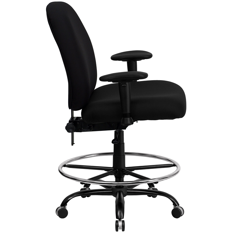 Flash Furniture Hercules Fabric Drafting Chair with Arms in Black
