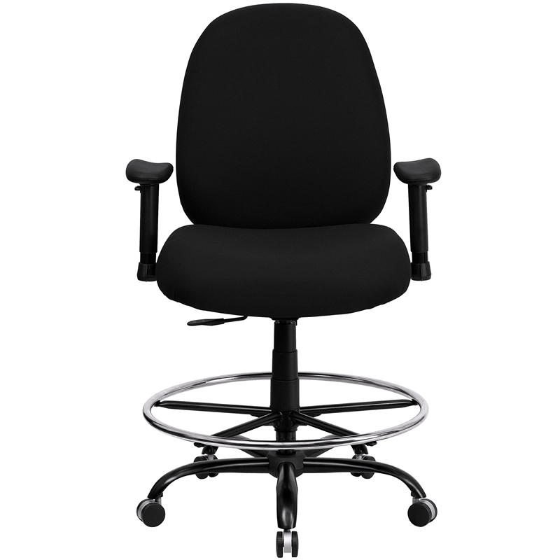 Flash Furniture Hercules Fabric Drafting Chair with Arms in Black